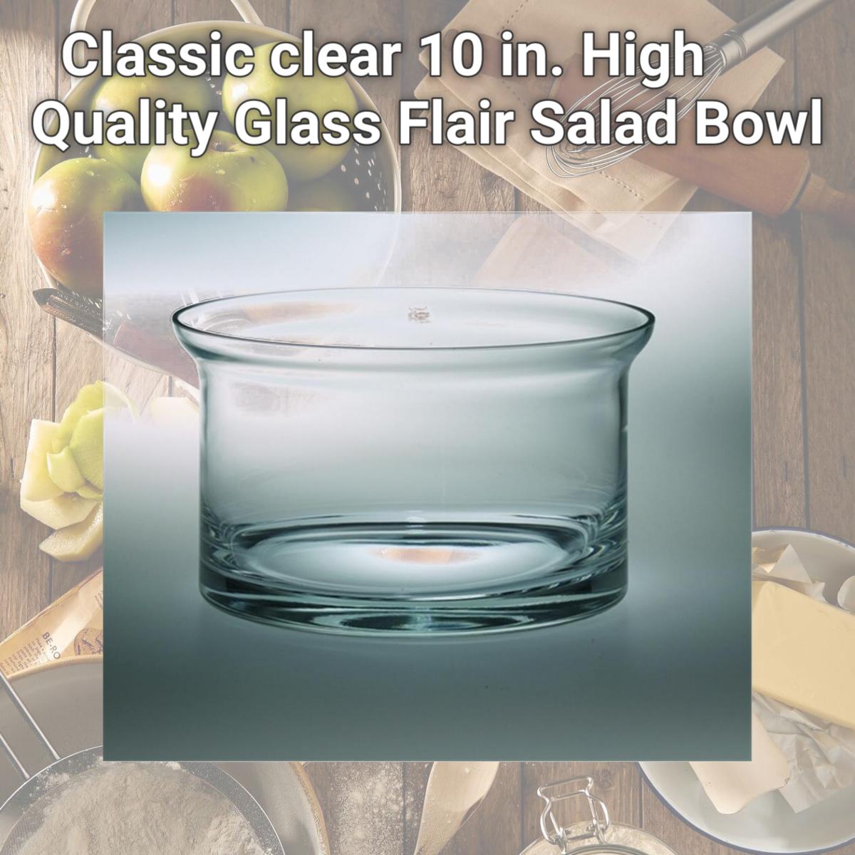 Picture of Majestic Gifts T-506 Classic clear 10 in. High Quality Glass Flair Salad Bowl