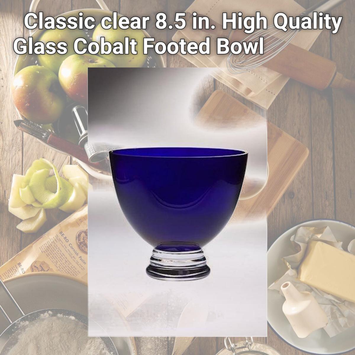 Picture of Majestic Gifts T-860-8 Classic clear 8.5 in. High Quality Glass Cobalt Footed Bowl