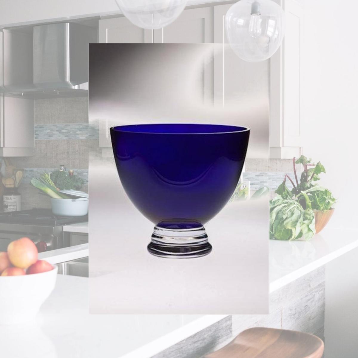 Picture of Majestic Gifts T-860-8 Classic clear 8.5 in. High Quality Glass Cobalt Footed Bowl