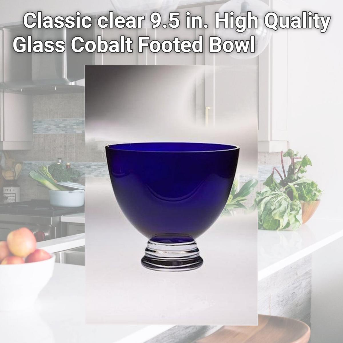 Picture of Majestic Gifts T-860-9 Classic clear 9.5 in. High Quality Glass Cobalt Footed Bowl