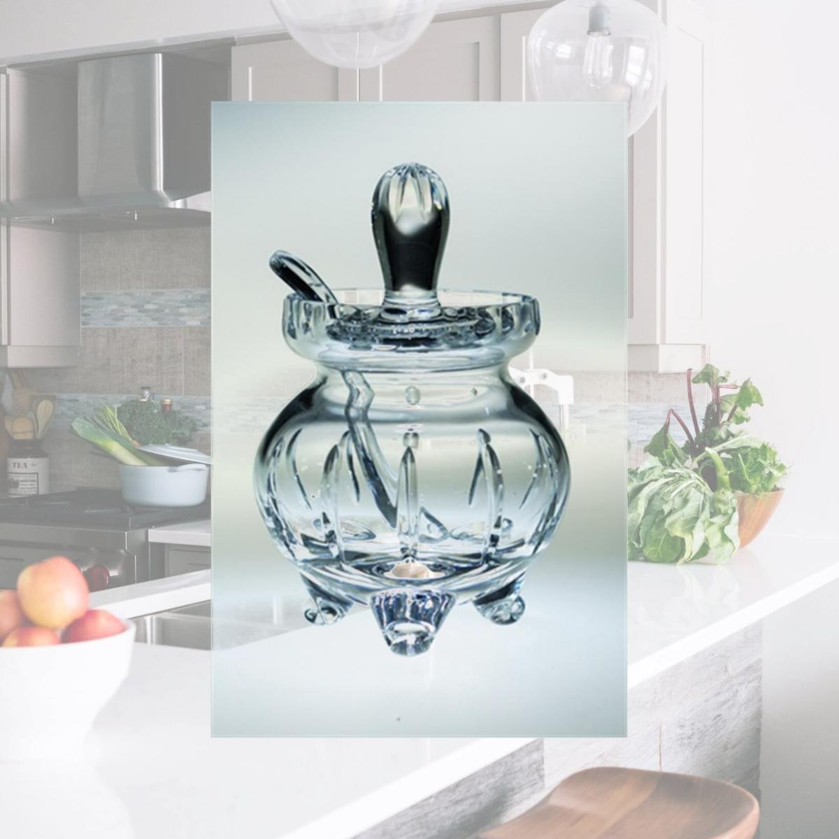 Picture of Majestic Gifts JO-134 Joy 6 in. Crystal Honey Jar With Spoon