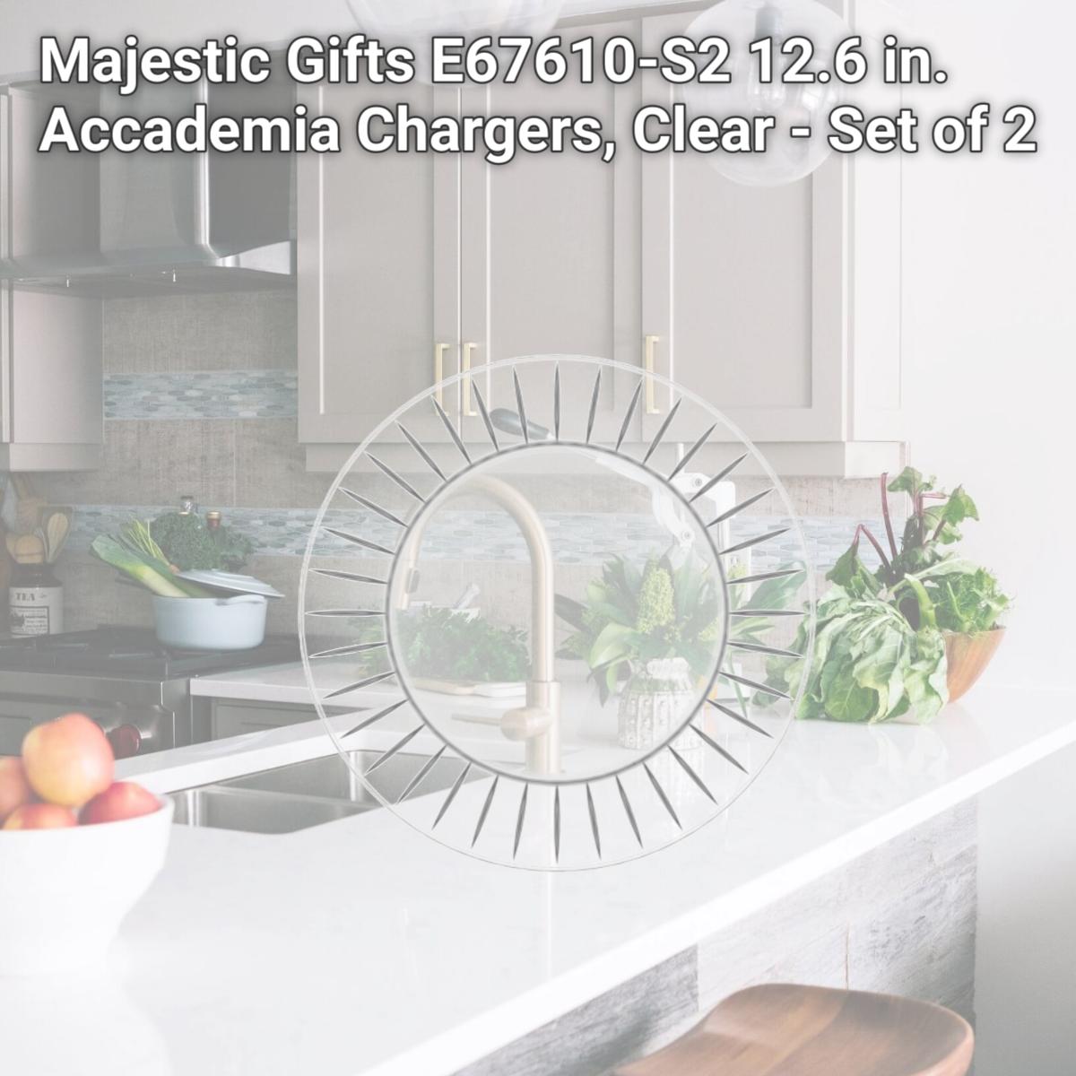 Picture of Majestic Gifts E67610-S2 12.6 in. Accademia Chargers, Clear - Set of 2