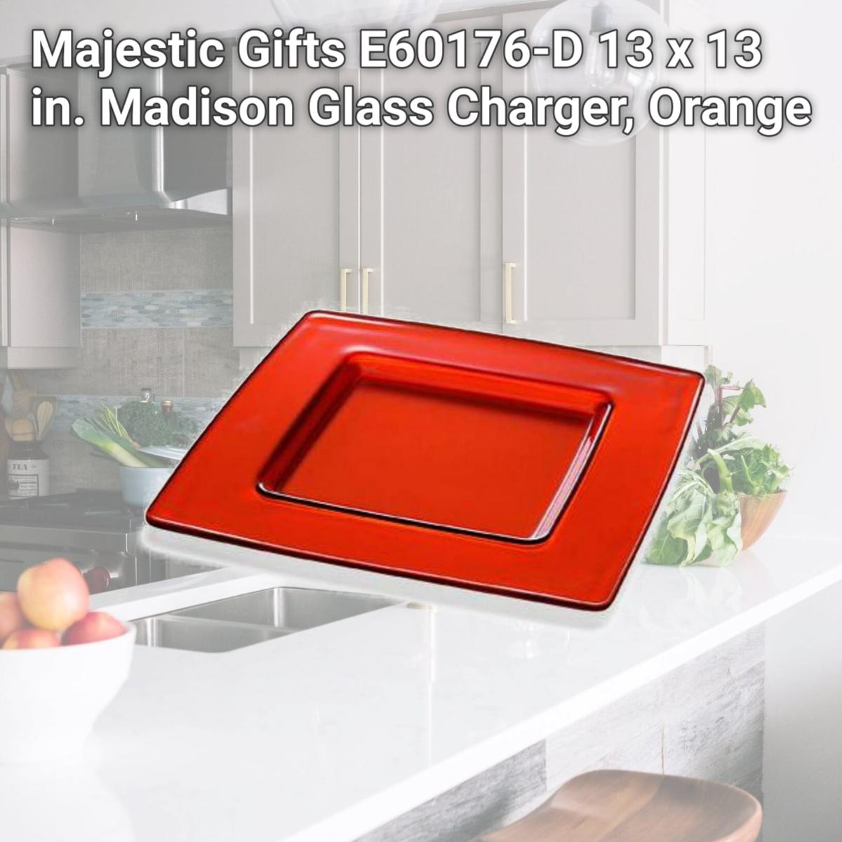 Picture of Majestic Gifts E60176-D 13 x 13 in. Madison Glass Charger, Orange