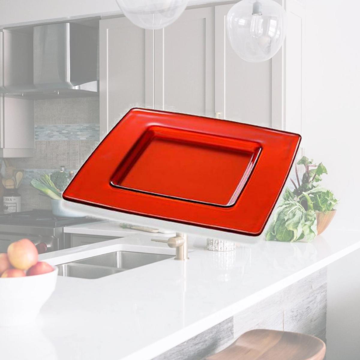 Picture of Majestic Gifts E60176-D 13 x 13 in. Madison Glass Charger, Orange