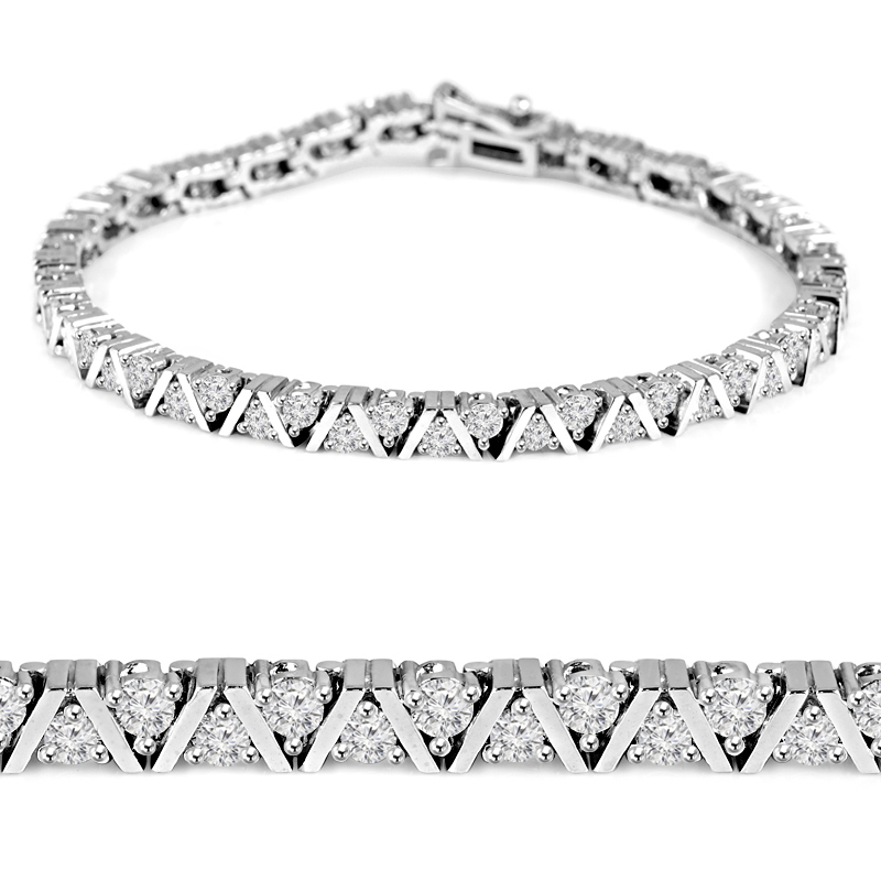 Md160258 3.25 Ctw Round Diamond Fashion Tennis Bracelet In 14k