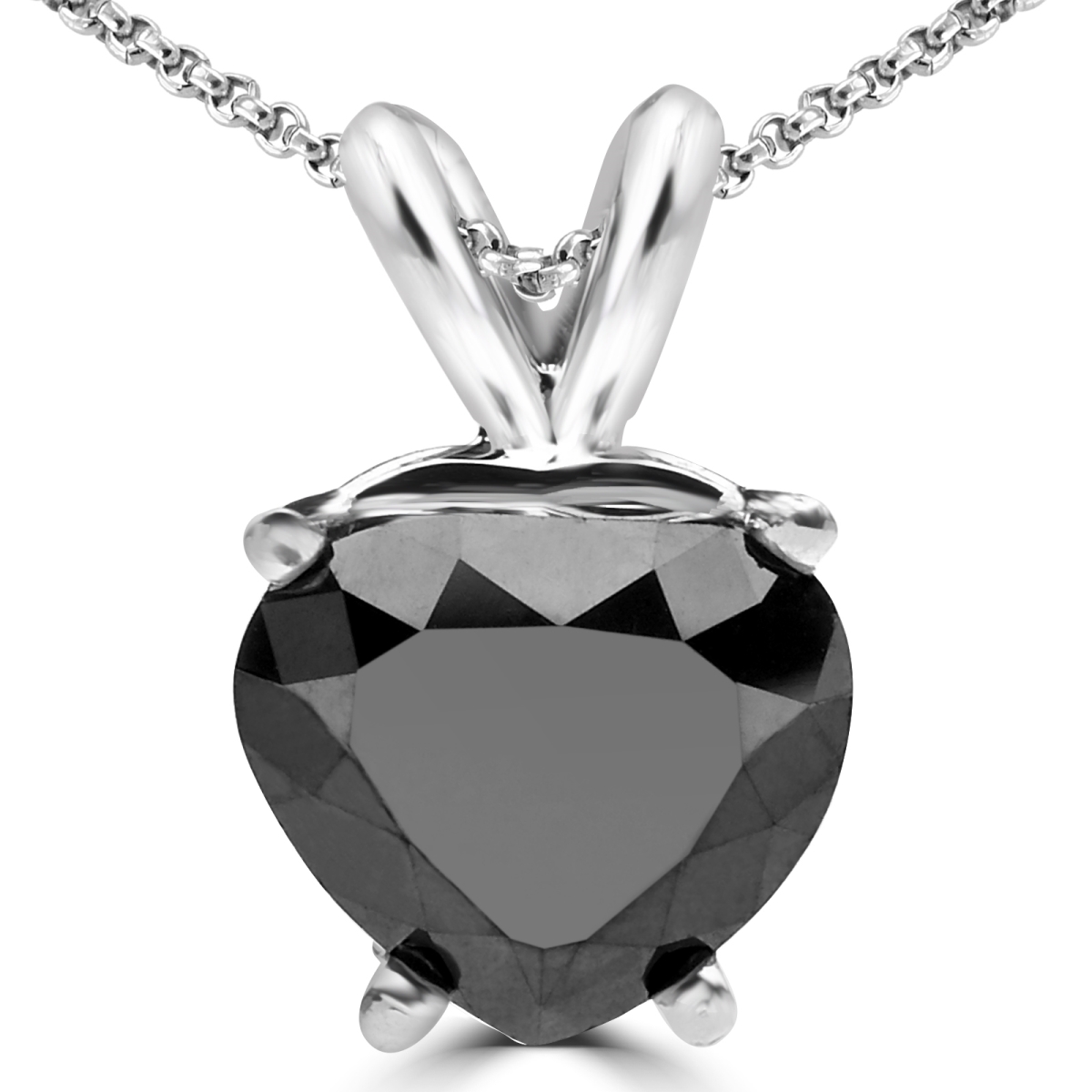 Md170123 1.25 Ct Heart Black Diamond Soltaire Pendant Necklace In 14k