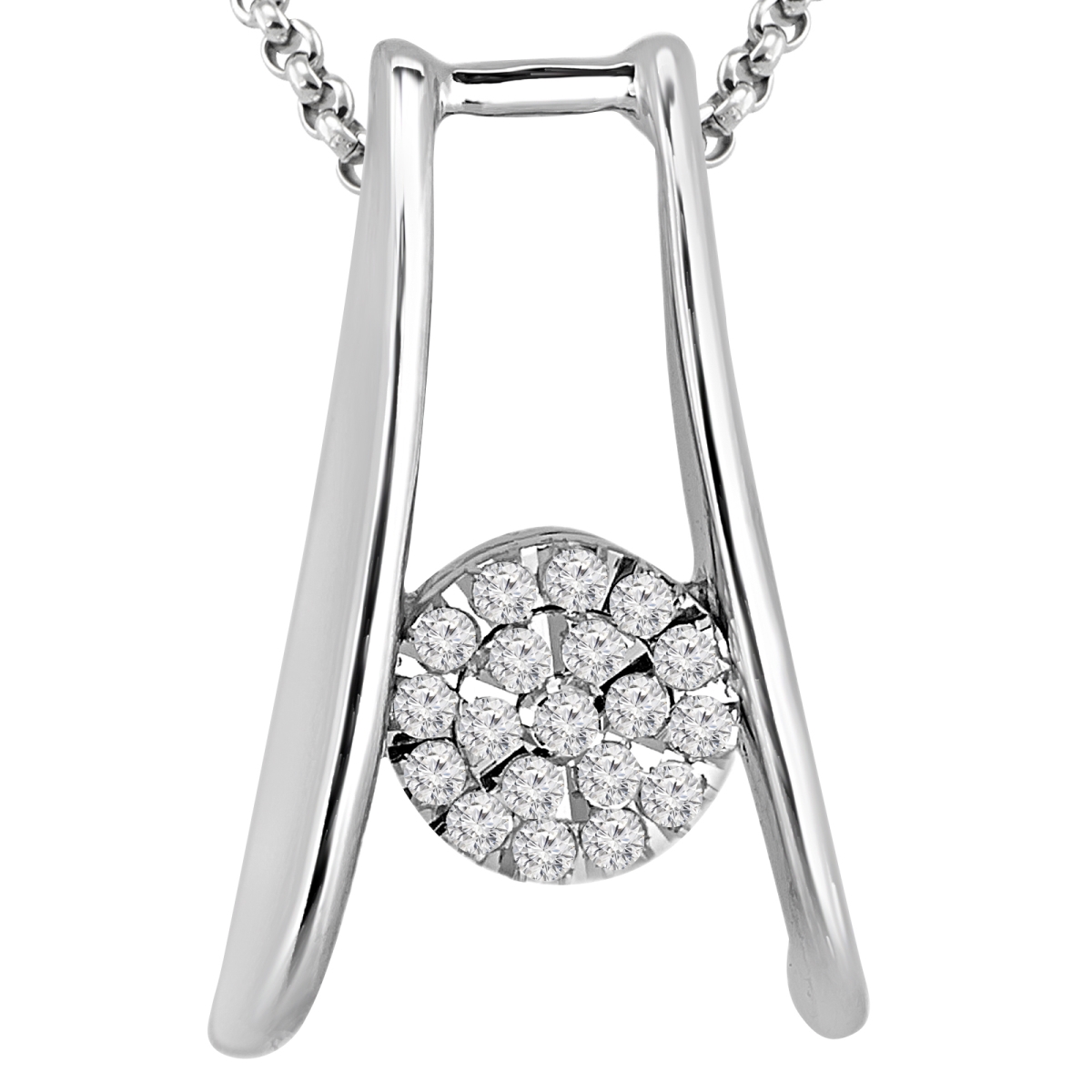 Mdr170024 0.1 Ctw Round Diamond Wishbone Fancy Pendant Necklace In 14k