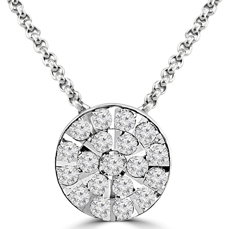 Mdr170034 0.33 Ctw Round Diamond Cluster Pendant Necklace In 14k