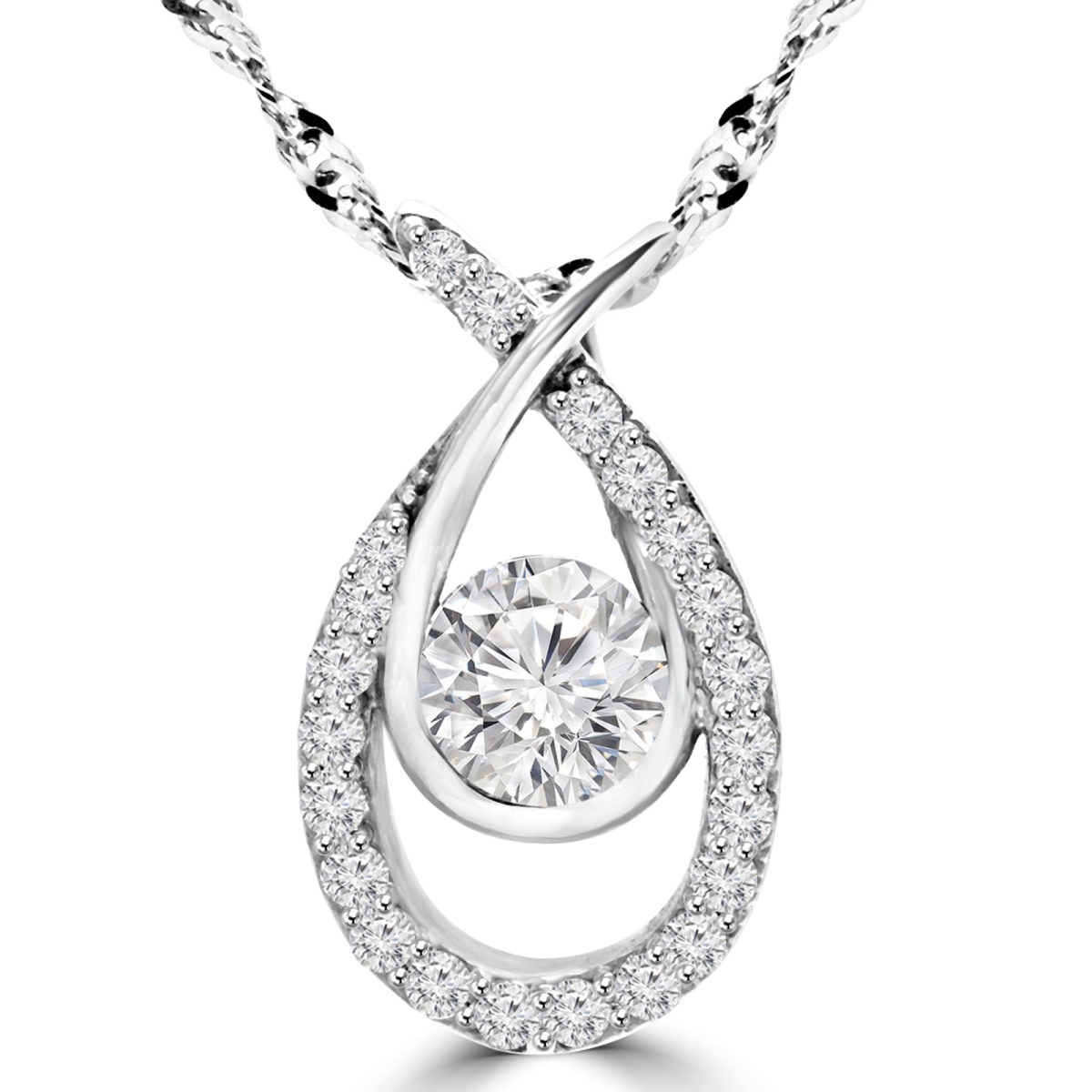 Md170086 0.5 Ctw Round Diamond Infinity Pendant Necklace In 14k