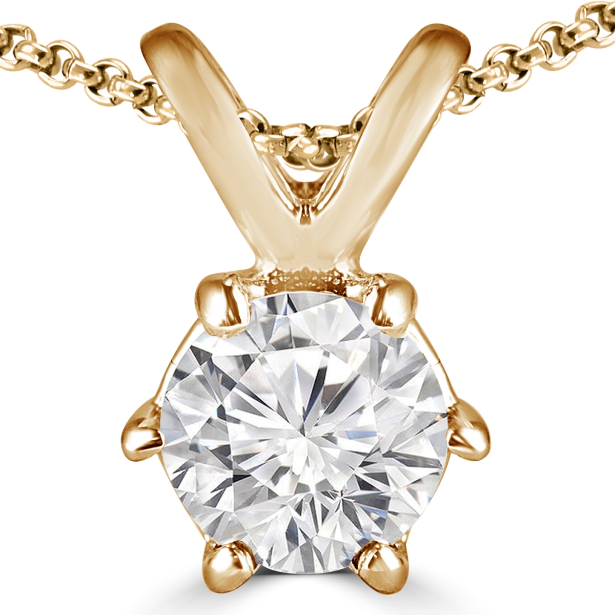 Md170036 0.33 Ct Round Diamond Solitaire Pendant Necklace In 14k