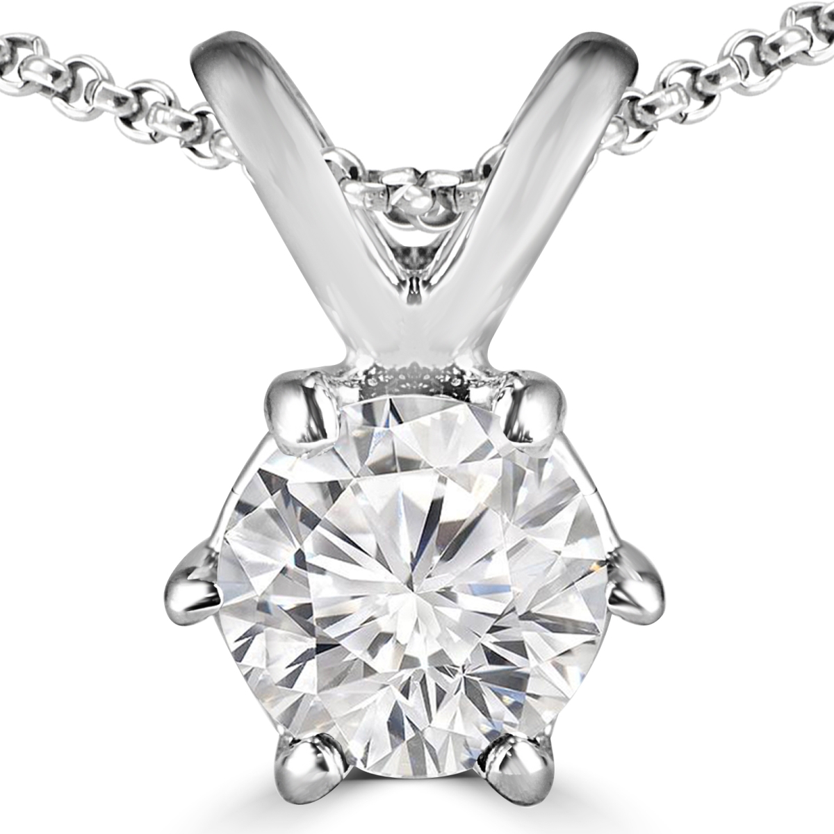 Md170215 0.75 Ct Round Diamond Solitaire Pendant Necklace In 14k