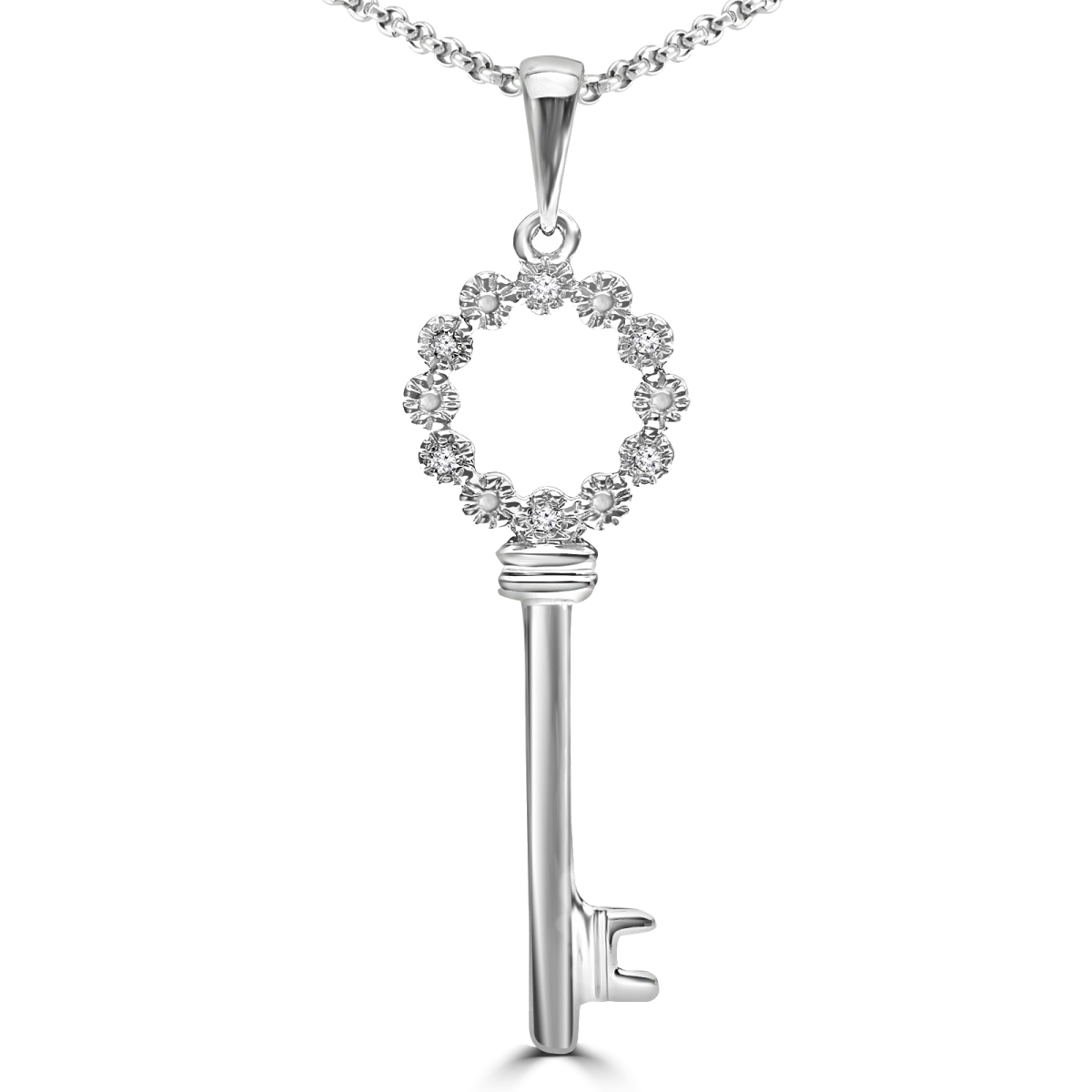 Mdr170099 0.50 Ctw Round Diamond Key Pendant Necklace In 14k