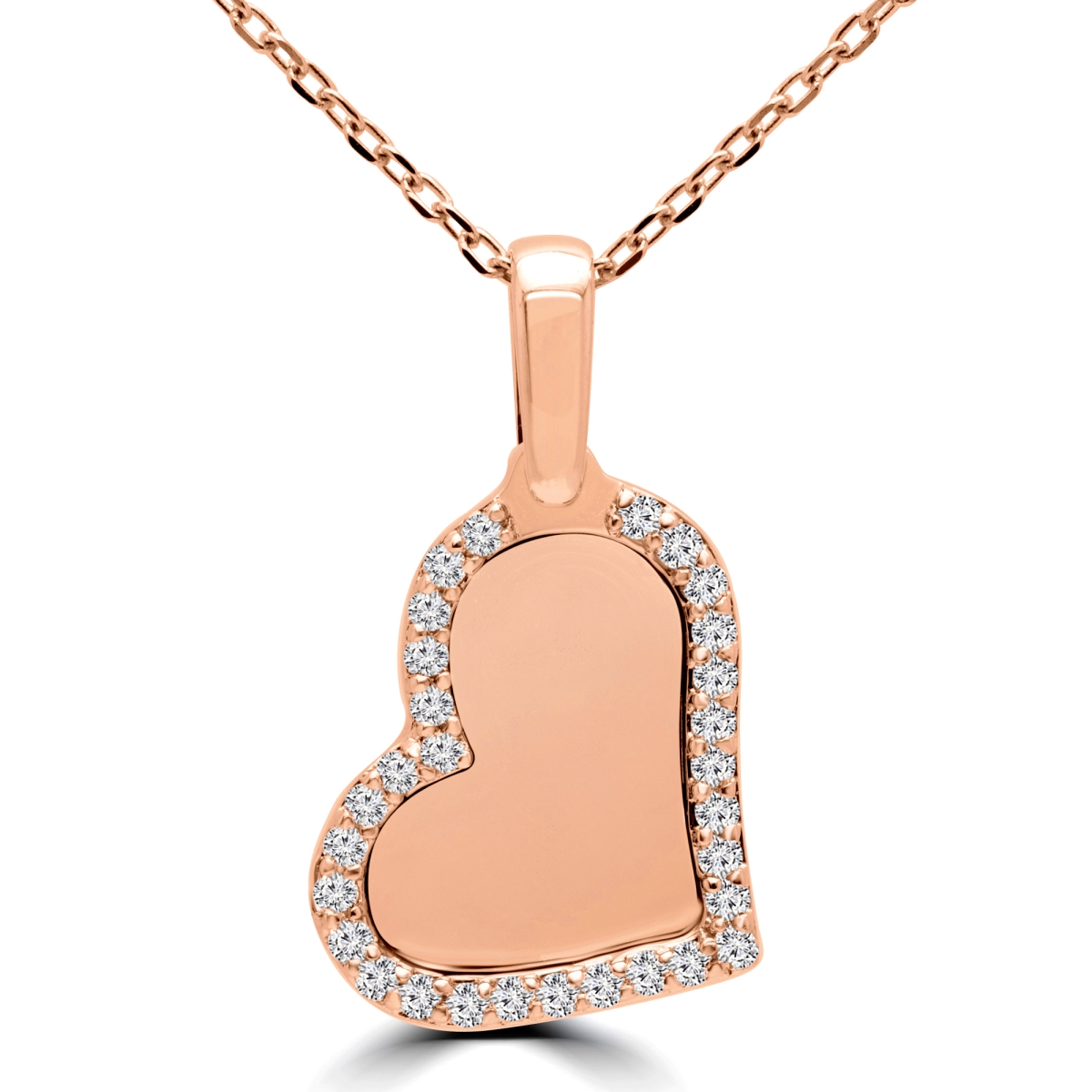 Mdr170154 0.14 Ctw Round Diamond Heart Pendant Necklace In 14k