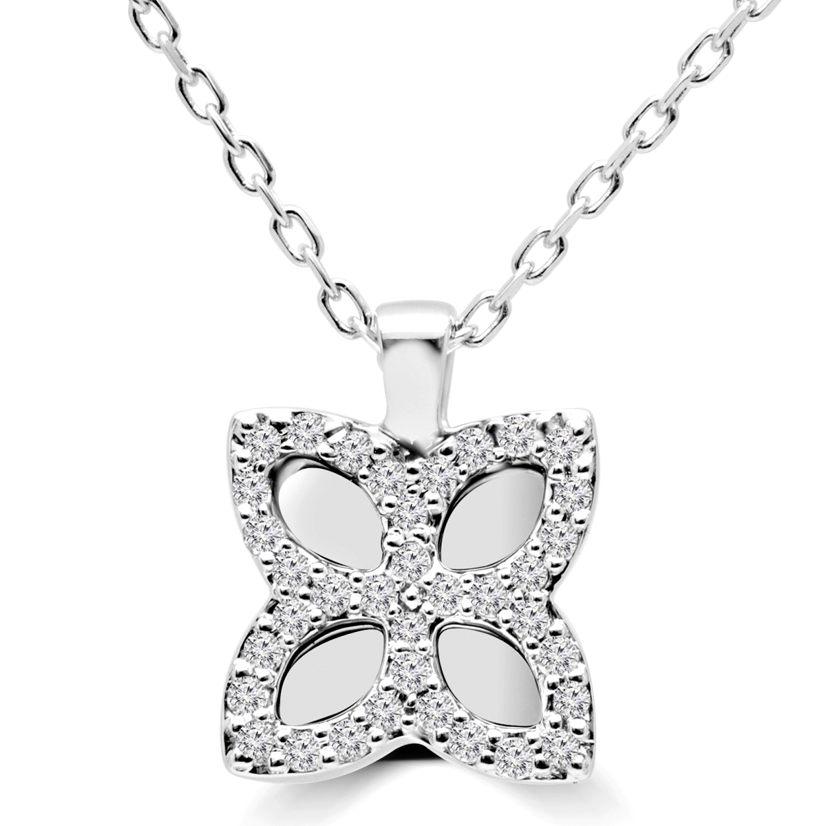 Mdr170156 0.1 Ctw Round Diamond Fancy Pendant Necklace In 14k