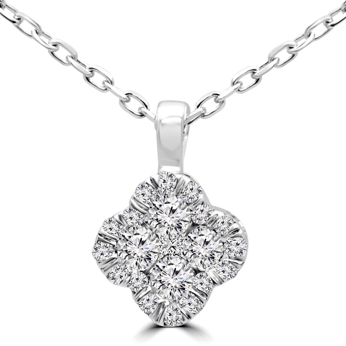 Mdr170165 0.16 Ctw Round Diamond Cluster Pendant Necklace In 14k