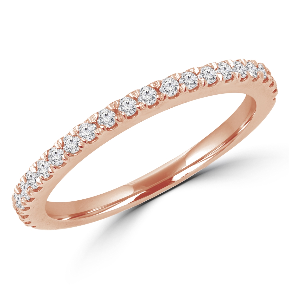 MD160276-7.75 0.25 CTW Round Cut Diamond Semi-Eternity Anniversary Band Ring in 14K Rose Gold, Size 7.75