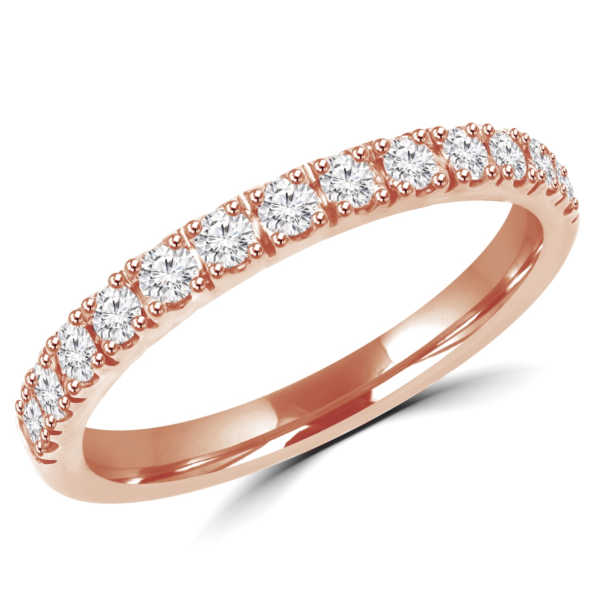 MD160273-7 0.4 CTW Round Diamond Wedding Anniversary Band Ring in 14K Rose Gold, Size 7