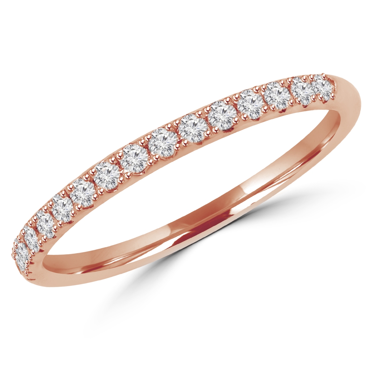 MD160370-3.5 0.2 CTW Round Cut Classic Diamond Wedding Anniversary Band Ring in 14K Rose Gold - Size 3.5