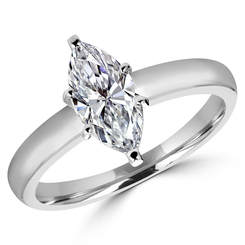 0.5 CT Marquise Cut Diamond Solitaire Engagement Ring in 14K White Gold - Size 3.25