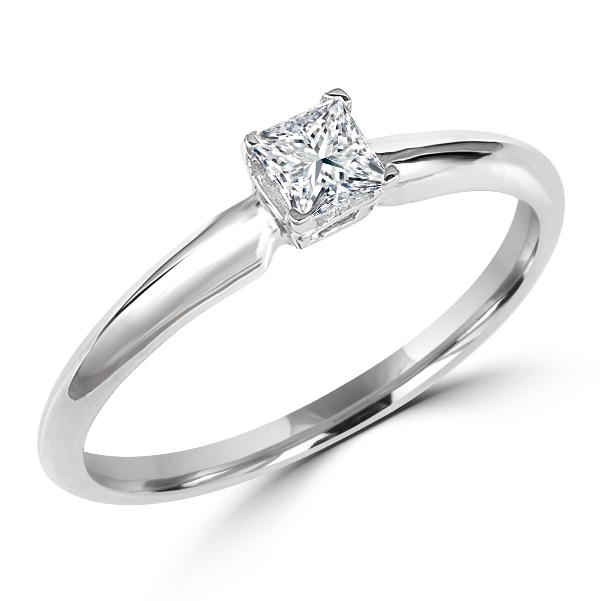 UPC 666431835484 product image for MD170172-5.25 0.16 CT Princess Diamond Solitaire Engagement Ring in 10K White Go | upcitemdb.com