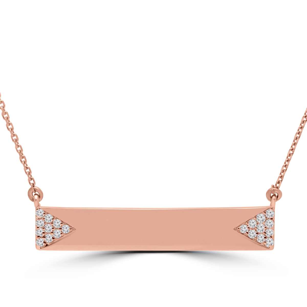 Md170336 0.25 Ctw Round Diamond Bar Pendant Necklace In 14k Rose Gold With Chain, Size