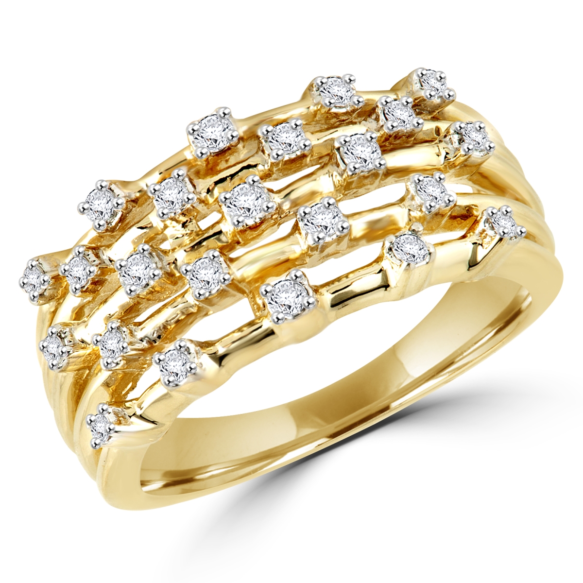 0.25 CTW Round Diamond Cocktail Ring in 14K Yellow Gold - Size 7.5