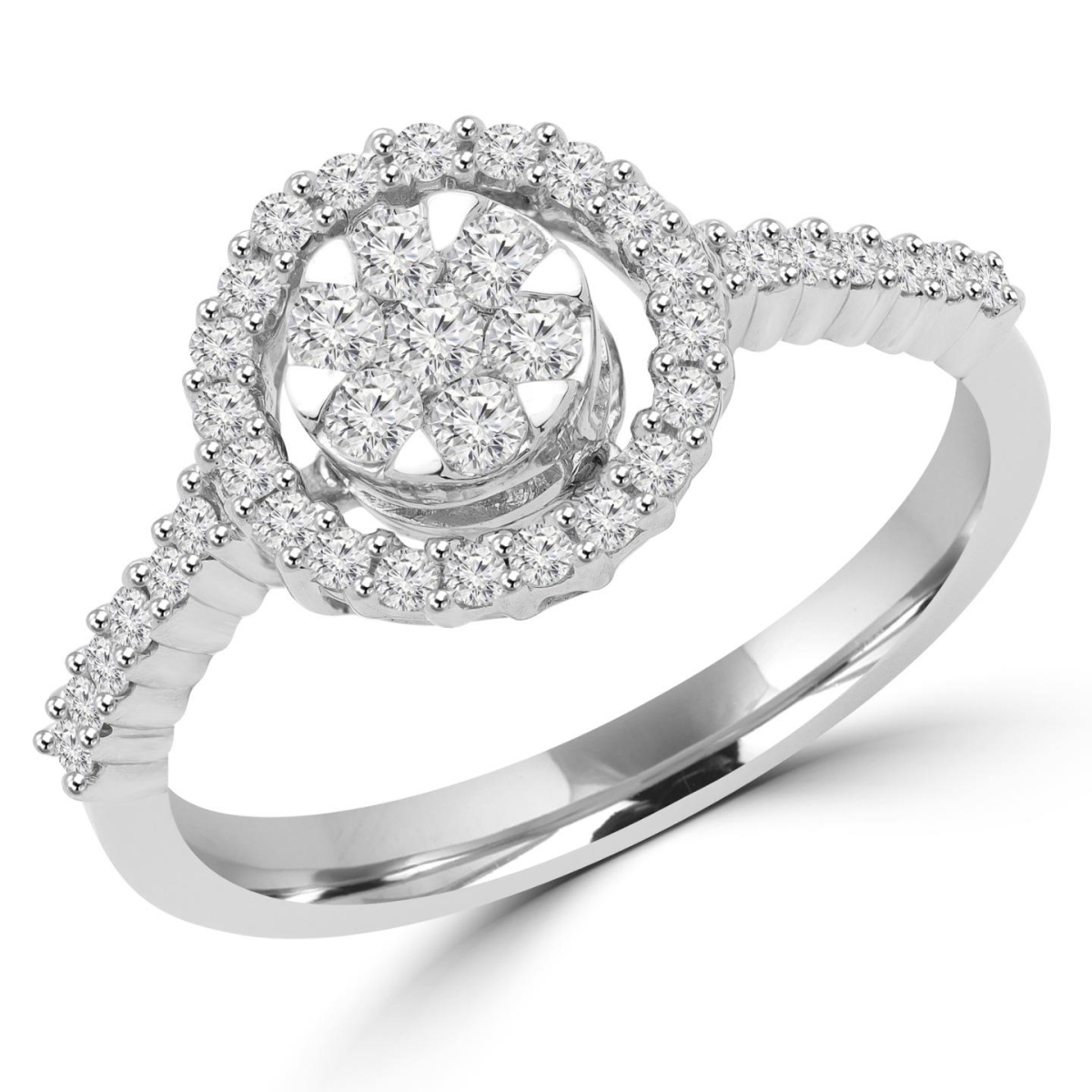 UPC 666431781552 product image for MDR150001-3.25 0.4 CTW Round Diamond Halo Cluster Engagement Ring in 14K White G | upcitemdb.com