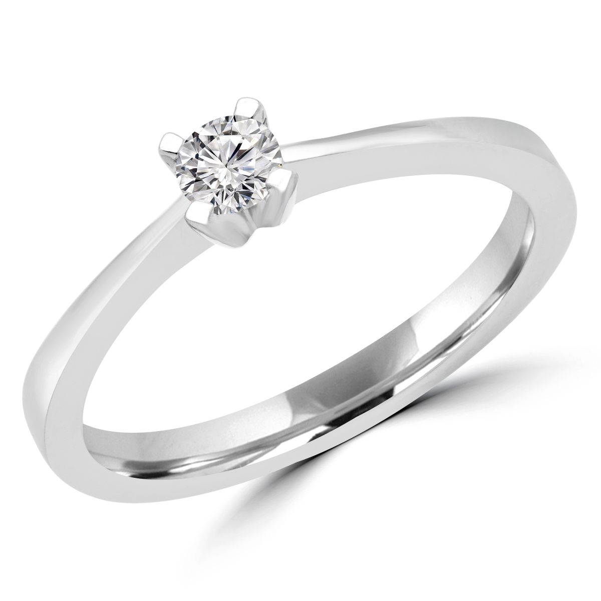 0.16 CT Round Diamond Promise Solitaire Engagement Ring in 14K White Gold - 7.5