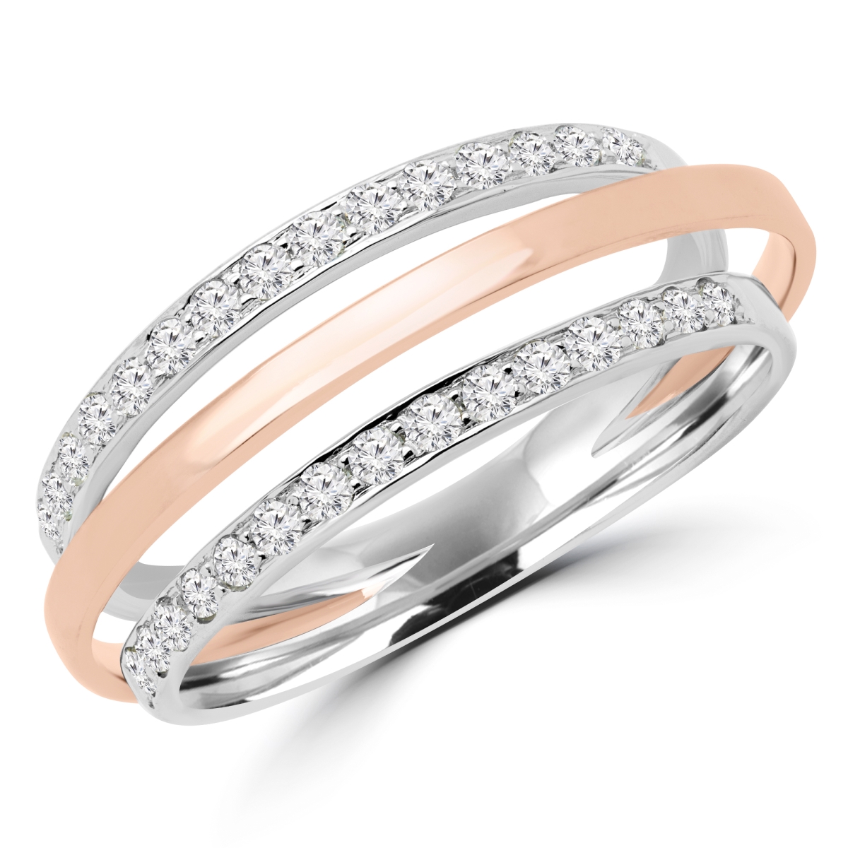 0.33 CTW Round Diamond Cocktail Ring in 14K Two-Tone Gold - Size 4.5