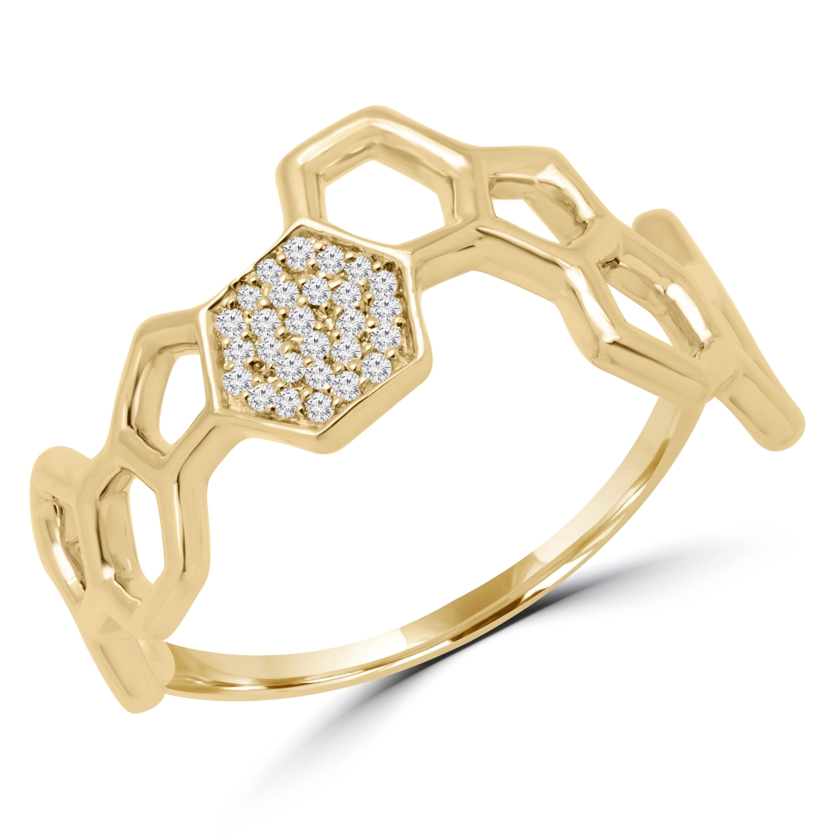 0.13 CTW Round Diamond Cocktail Ring in 14K Yellow Gold - Size 5.75
