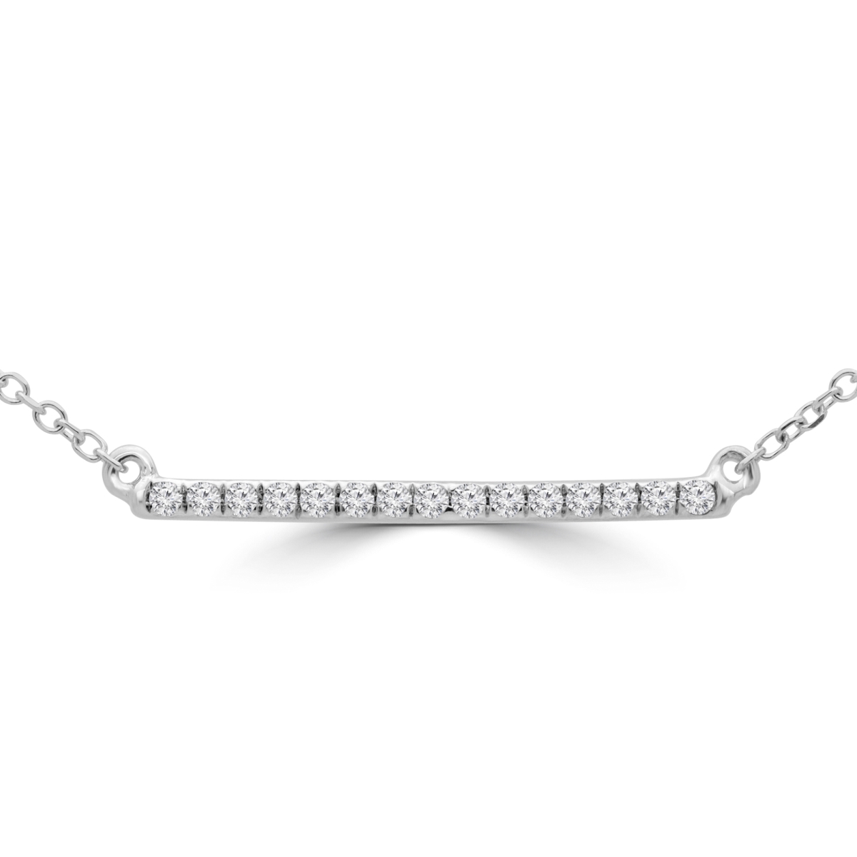 Mdr190018 0.1 Ctw Round Diamond Bar Pendant Necklace In 14k White Gold With Chain