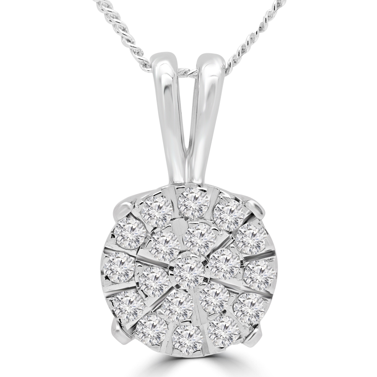 Mdr180021 0.5 Ctw Round Diamond Cluster Pendant Necklace In 14k White Gold With Chain