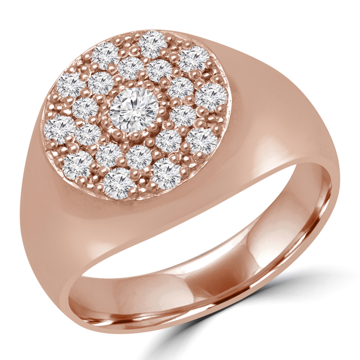 MD180497-8.75 0.4 CTW Round Diamond Pinky Cluster Cocktail Ring in 14K Rose Gold - Size 8.75