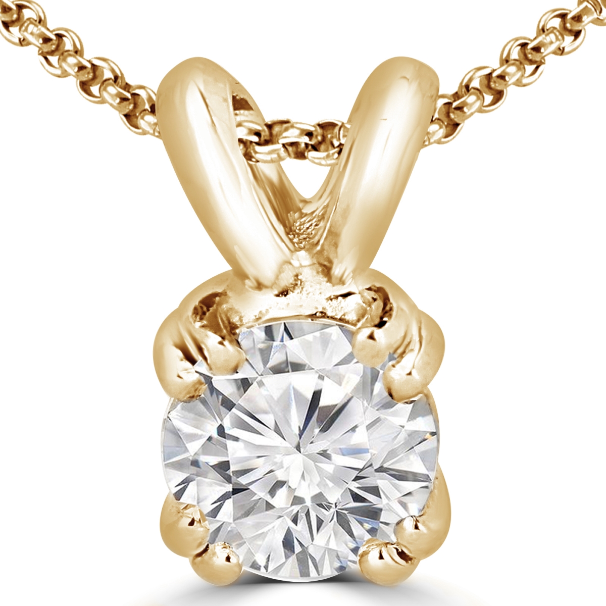 0.25 Ctw Round Diamond 4-prong Solitaire Pendant Necklace In 14k Yellow Gold