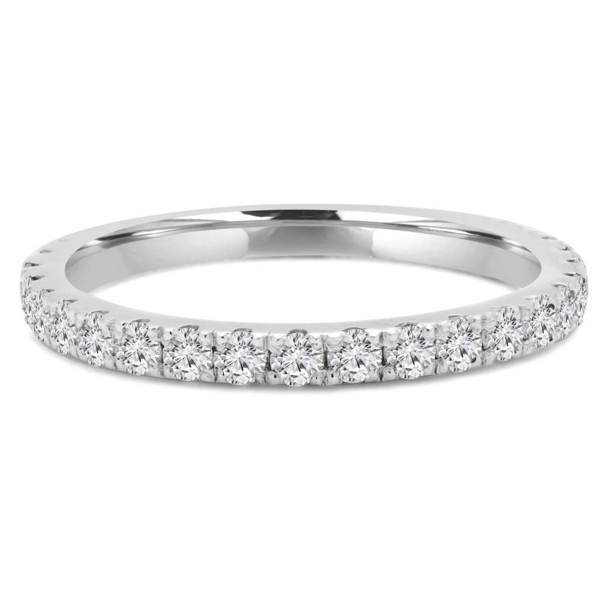 0.4 Ctw Round Diamond Semi-eternity Wedding Band Ring In 14k White Gold
