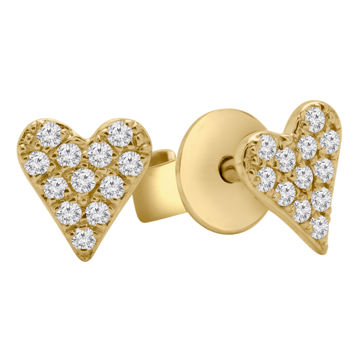0.1 Ctw Round Diamond Heart Stud Earrings In 14k Yellow Gold