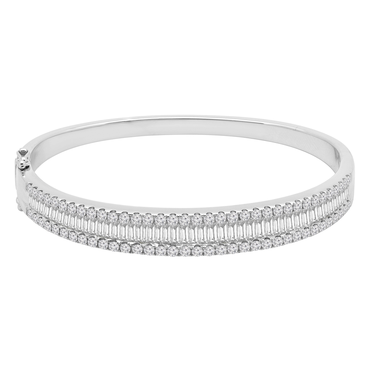 Md190295 3.8 Ctw Baguette Diamond Three-row Bangle Bracelet In 18k White Gold