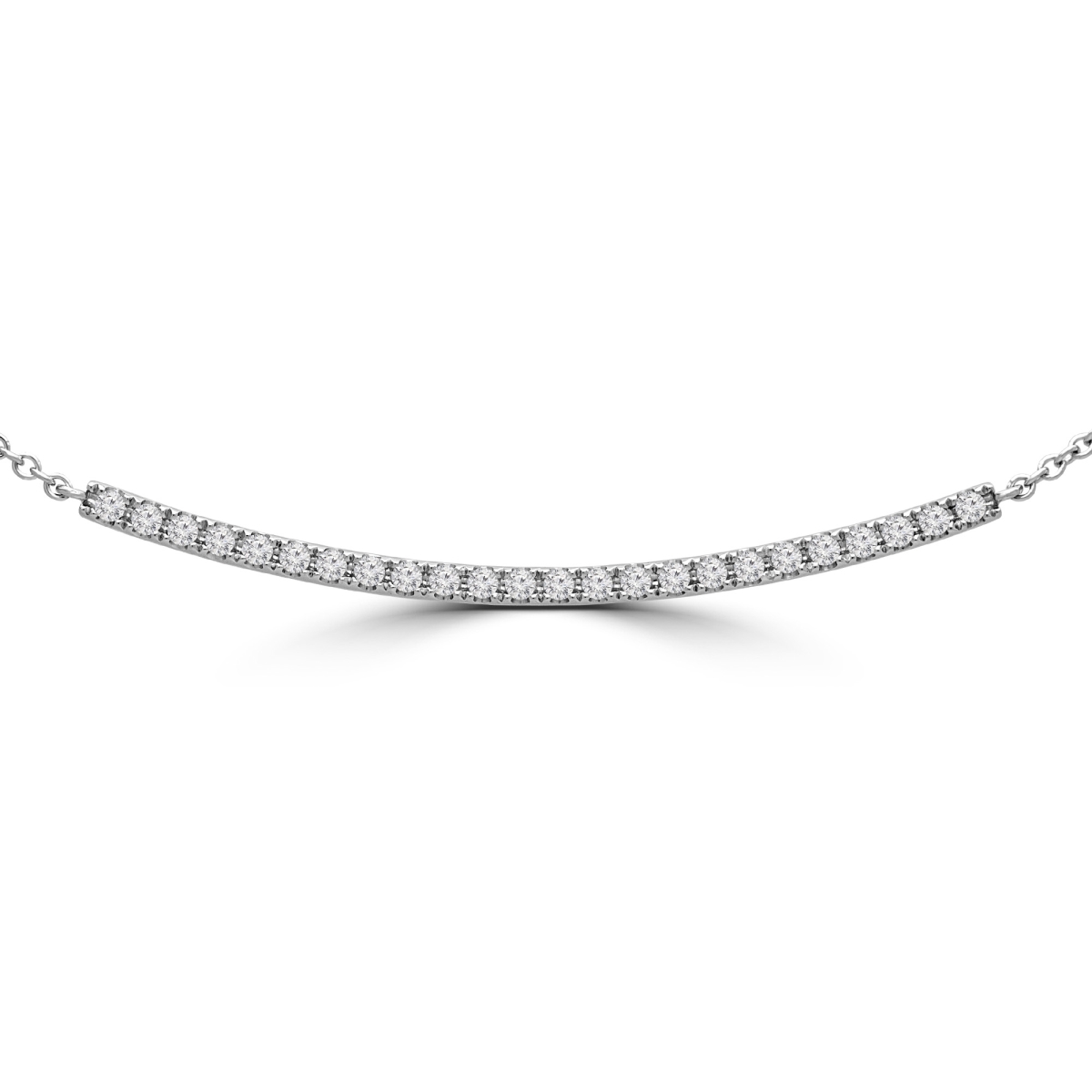 0.25 Ctw Round Diamond Bar Necklace In 18k White Gold