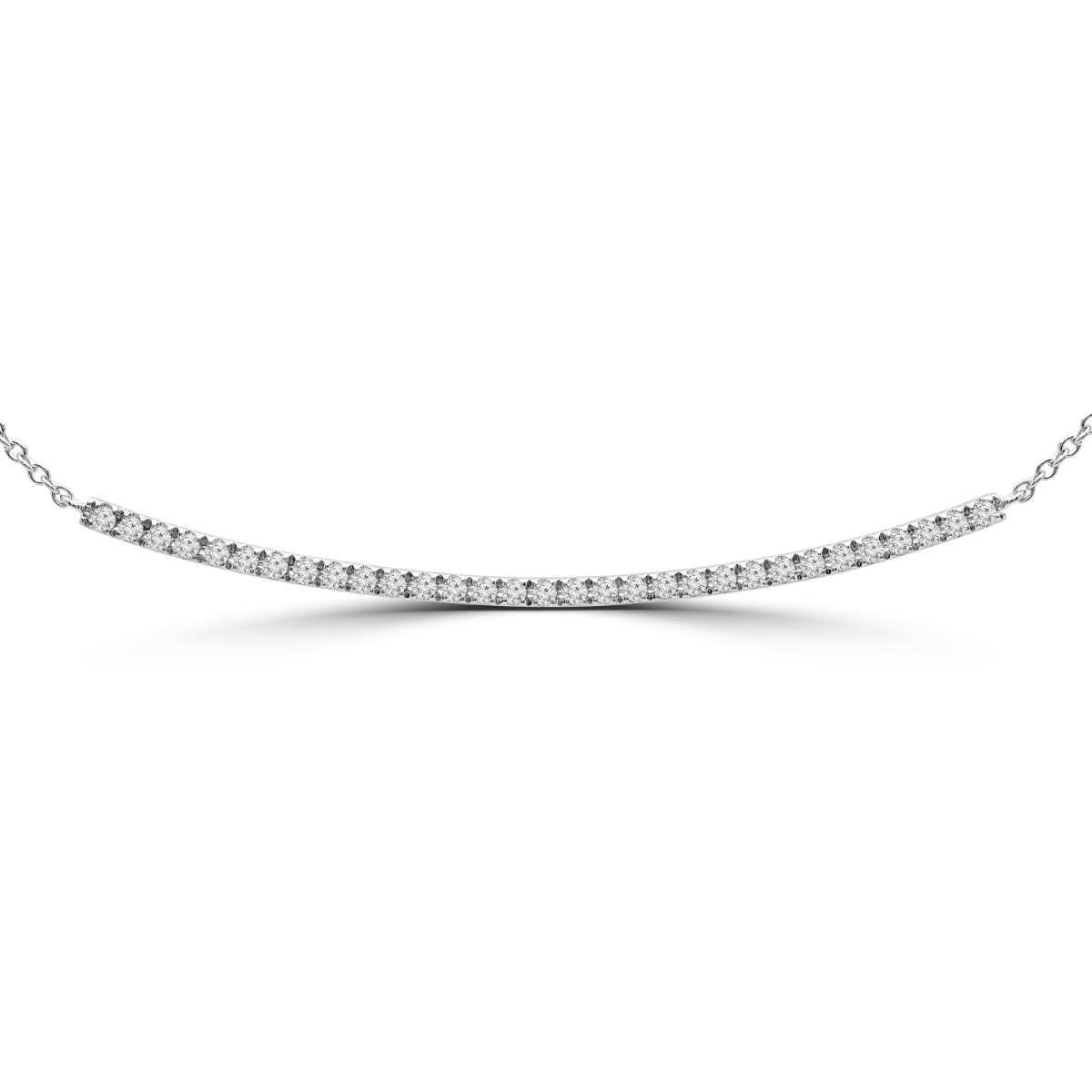 0.4 Ctw Round Diamond Bar Necklace In 18k White Gold