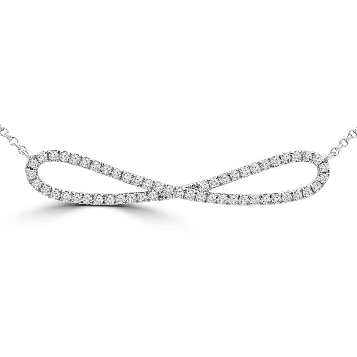 0.4 Ctw Round Diamond Twisted Bar Necklace In 18k White Gold