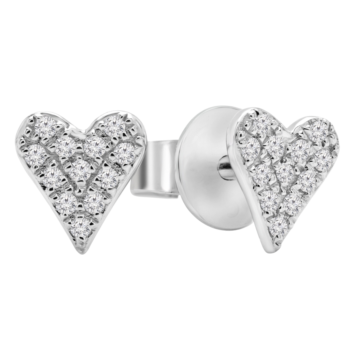0.05 Ctw Round Diamond Cluster Heart Stud Earrings In 14k White Gold