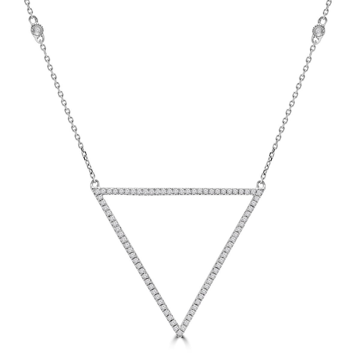 0.2 Ctw Round Diamond Triangular Necklace In 14k White Gold