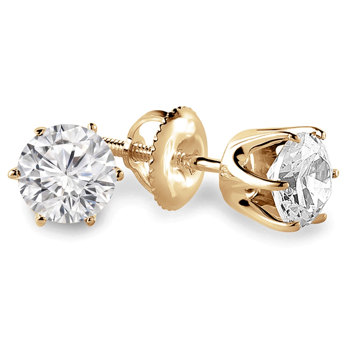 0.5 Ctw Round Diamond 6-prong Stud Earrings In 14k Yellow Gold