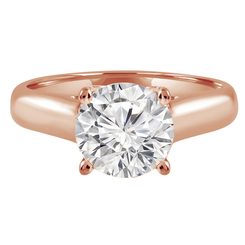 MD190551-8.25 0.4 CT Round Diamond Solitaire Engagement Ring in 14K Rose Gold - Size 8.25