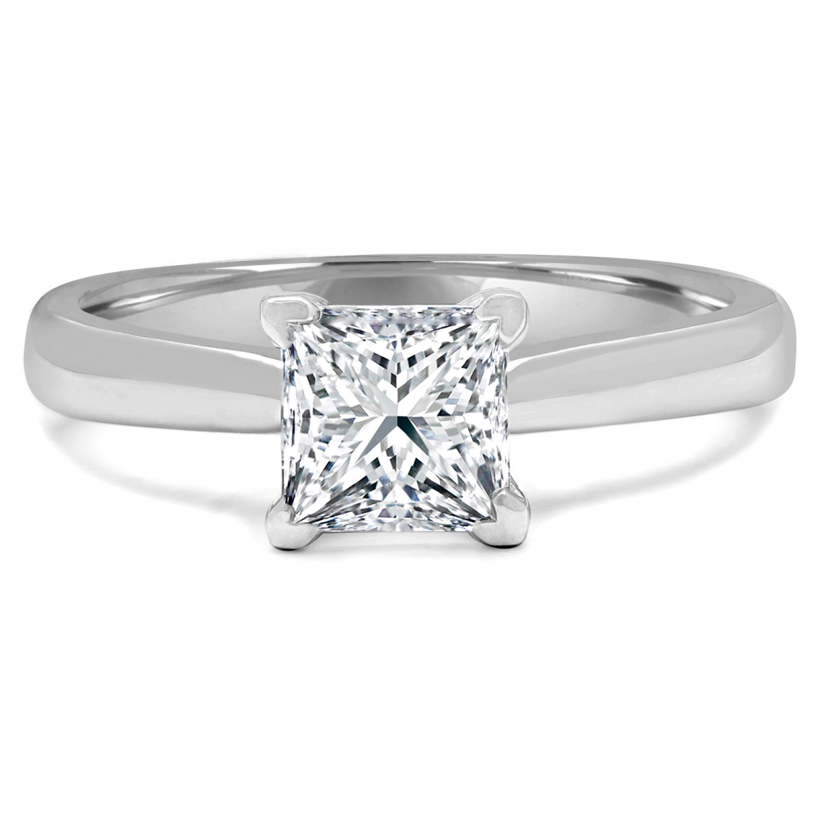 UPC 787907398026 product image for MD190475-7 0.38 CT Princess Diamond Cathedral Solitaire Engagement Ring in 14K W | upcitemdb.com