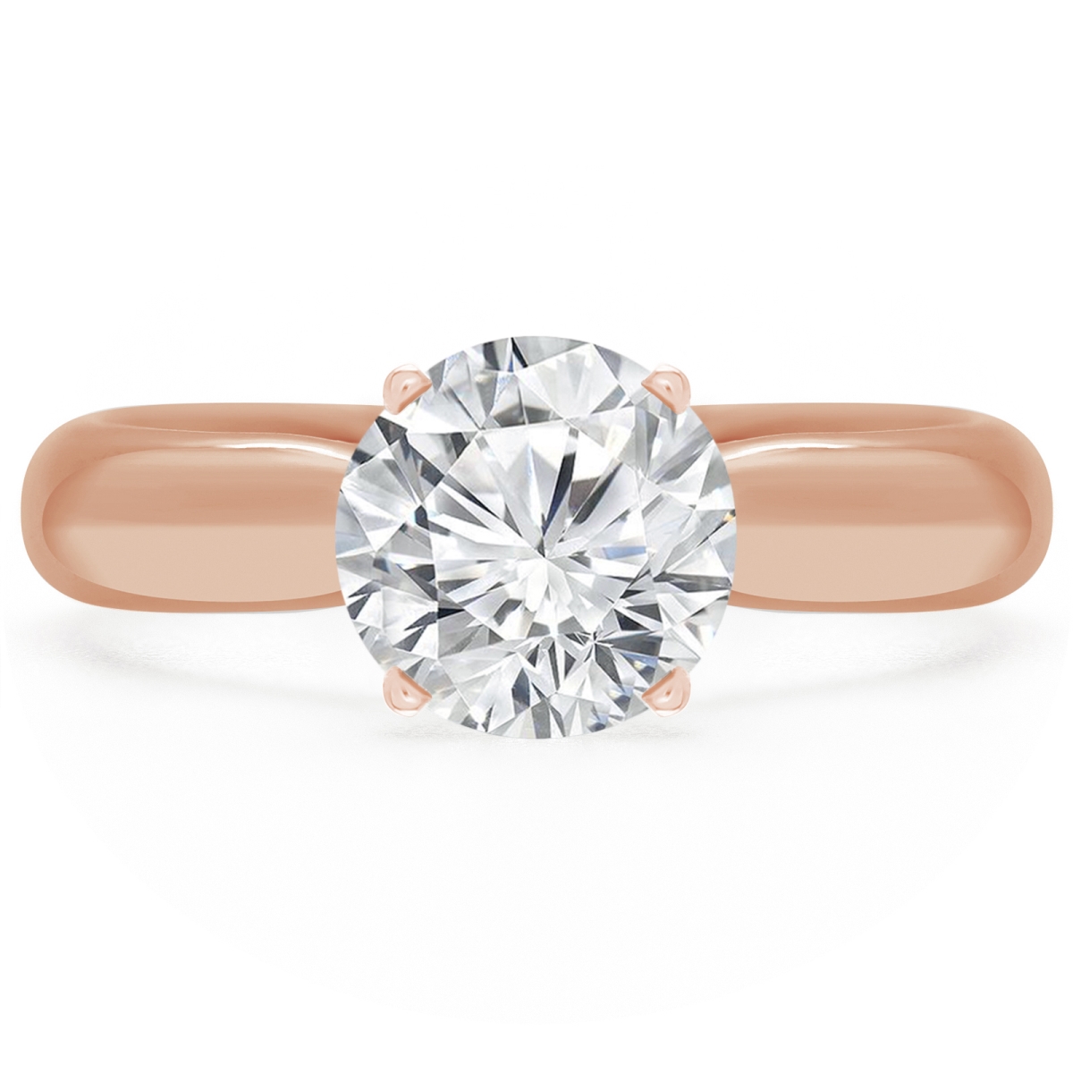 MD190548-8 0.5 CT Round Diamond Solitaire Engagement Ring in 14K Rose Gold - Size 8