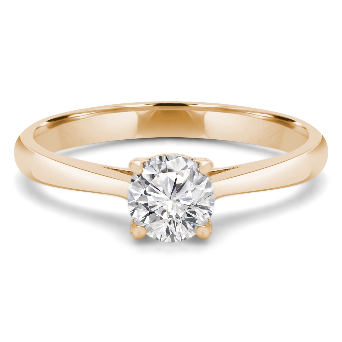 MD240050-P 0.4 CT Round Diamond 4-Prong Solitaire Engagement Ring in 14K Yellow Gold - Size 4 to 9