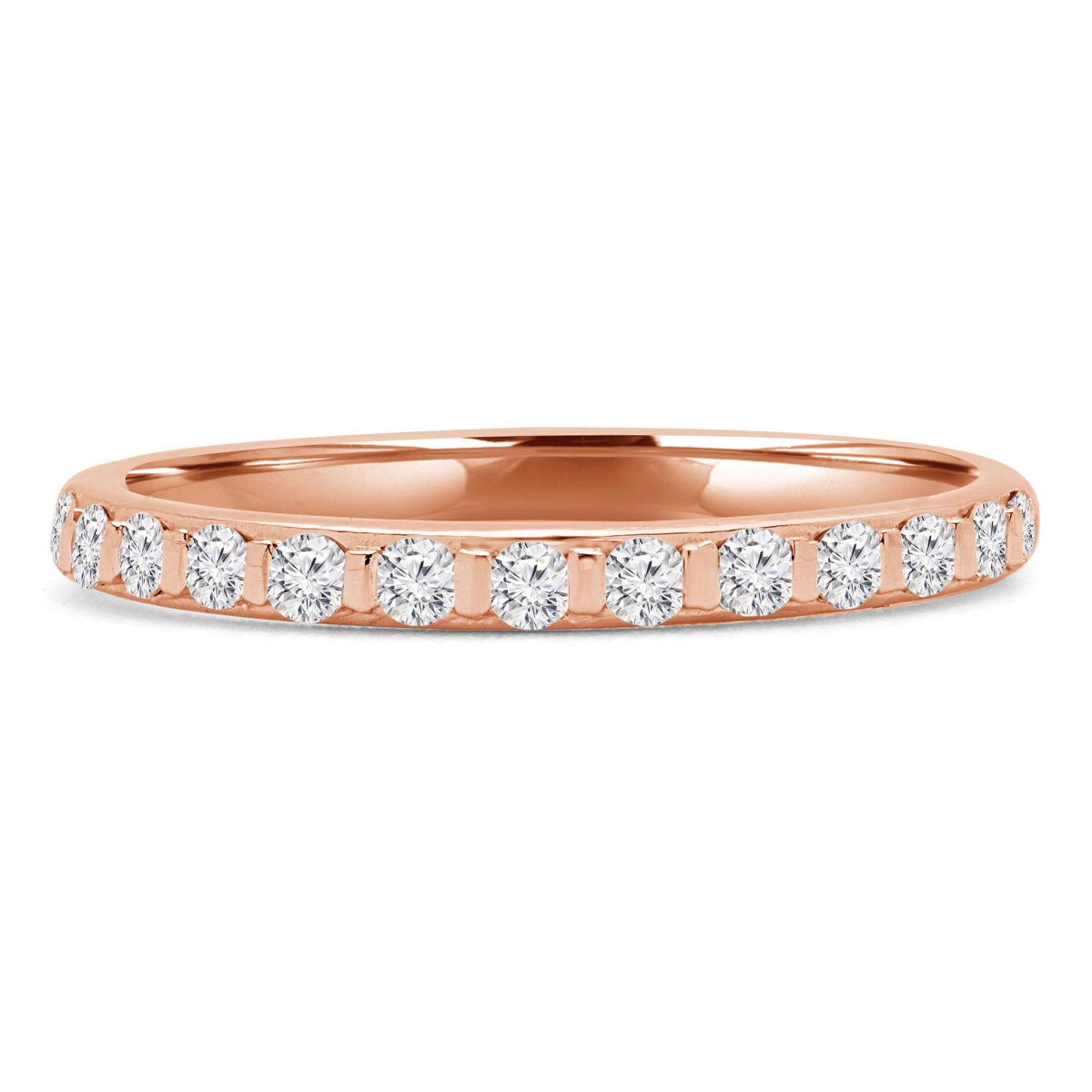 MD250147-4 0.25 CTW Round Lab Created Diamond Shared-Prong Semi-Eternity Anniversary Wedding Band Ring - 14K Rose Gold - Size 4