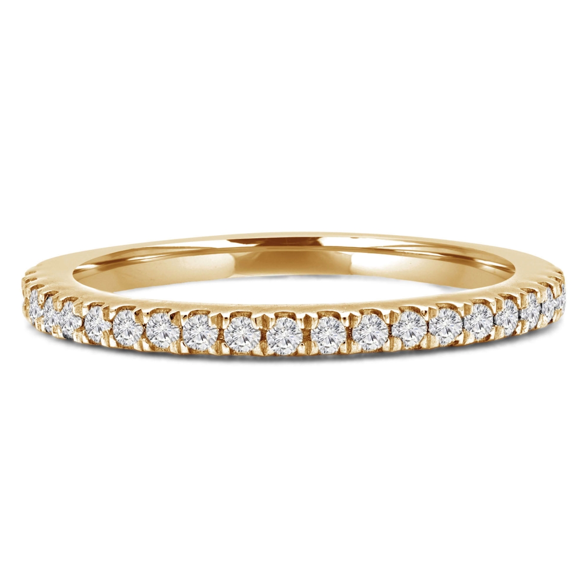 MD250040-5.5 0.2 CTW Round Lab Created Diamond Semi-Eternity Anniversary Wedding Band Ring - 14K Yellow Gold - Size 5.5