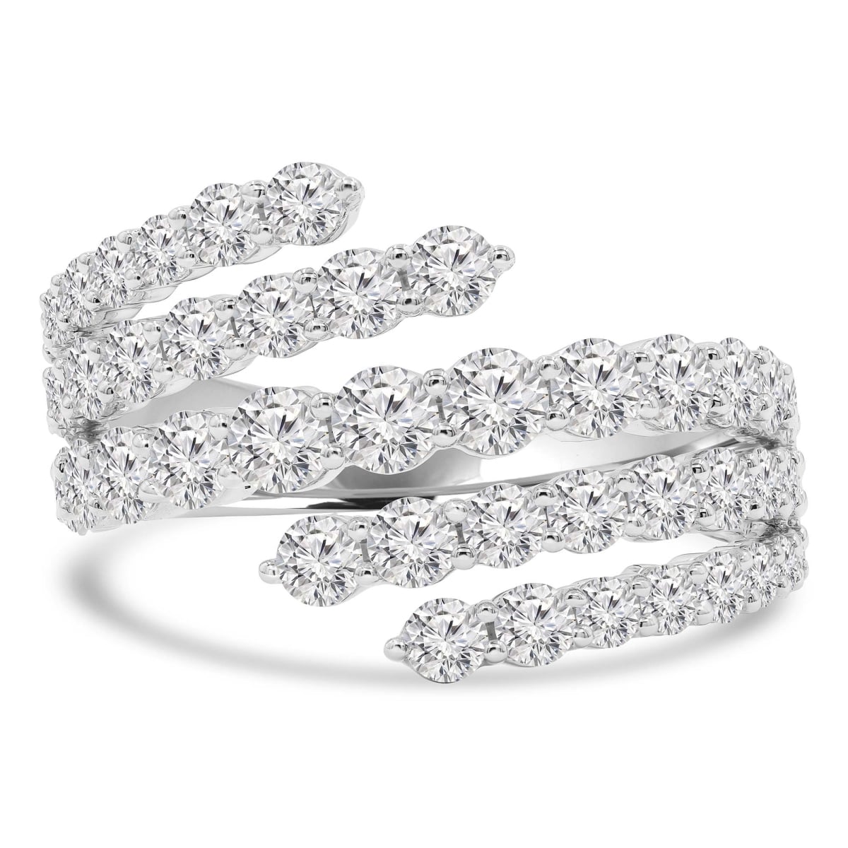 MD250270-8 2.16 CTW Round Diamond Multi-Row Wrap Cocktail Ring - 18K White Gold - Size 8